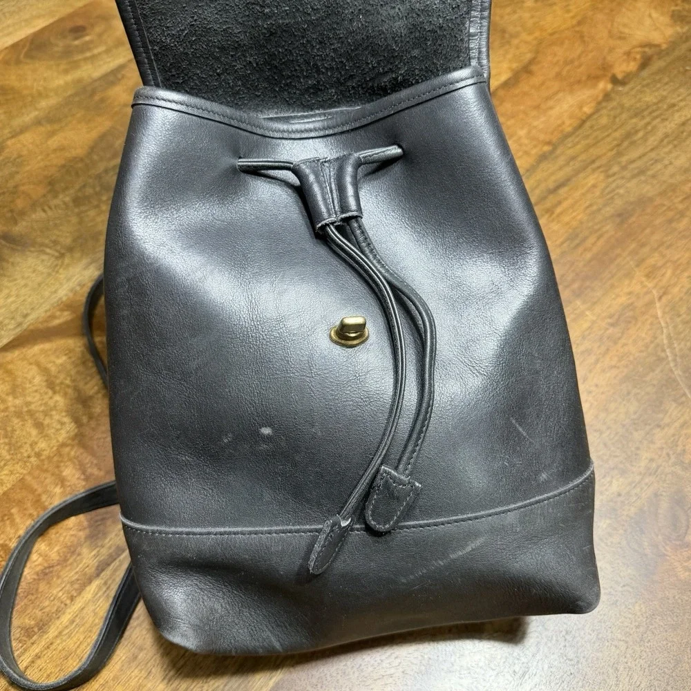 Coach Vintage Leather Backpack 9791 Large Daypack Rucksack Black